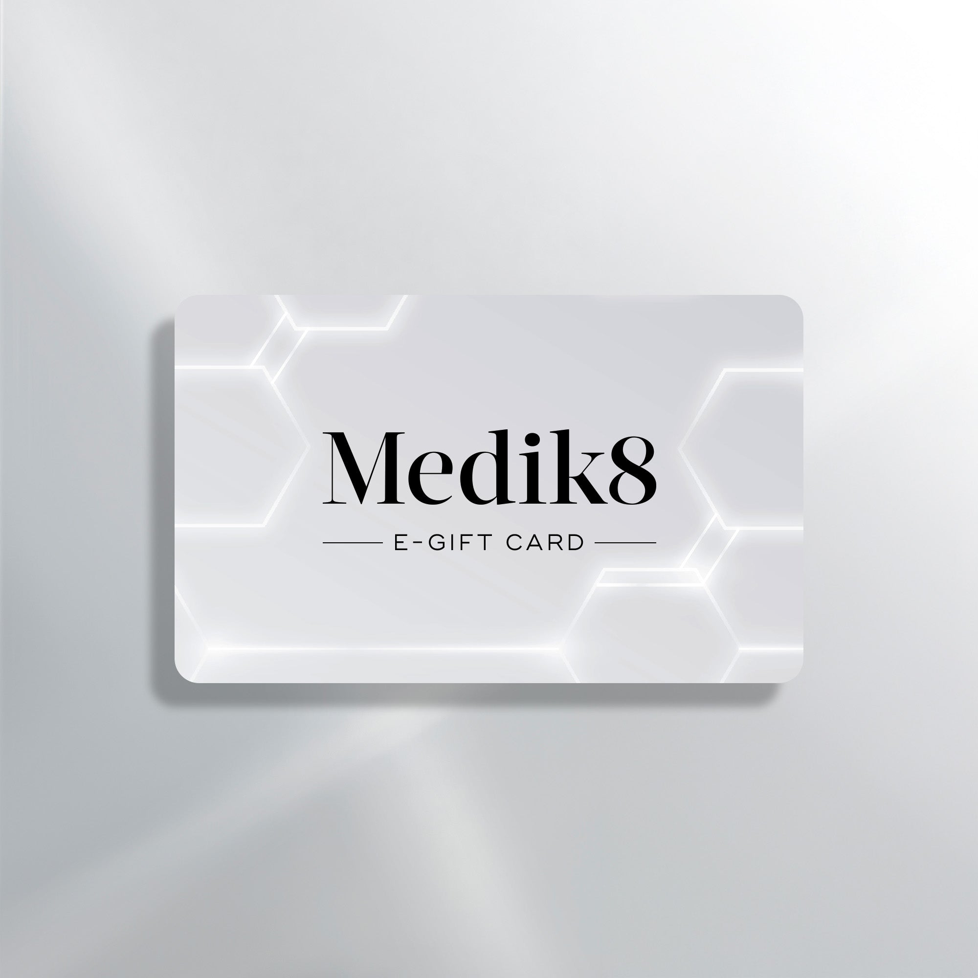Medik8 e-gift card on a light gray background